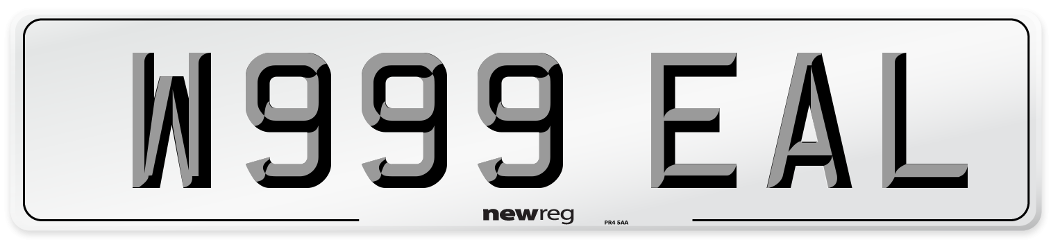 W999 EAL Number Plate from New Reg
